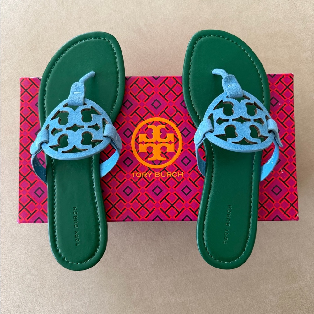 NIB! Tory Burch Miller Suede/Leather Sandals; Size 9.